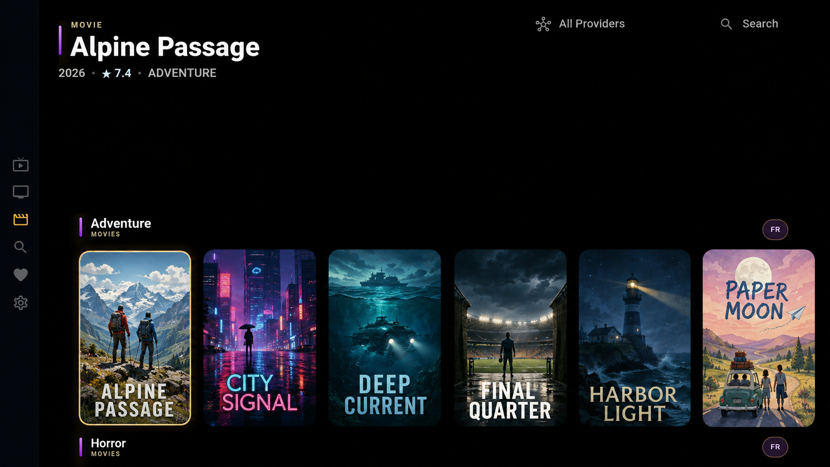 ASIPTV Movies catalogue with original rights-safe poster artwork