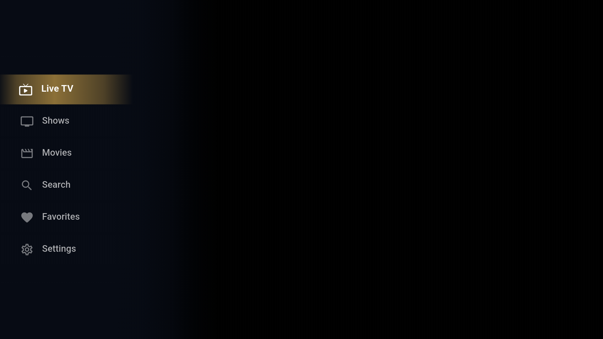 ASIPTV expanded navigation menu